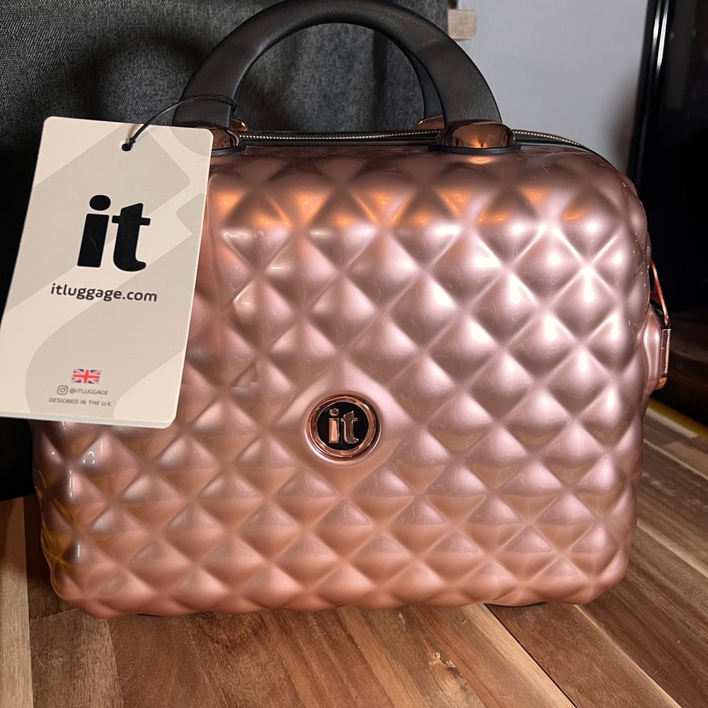 Rose Gold Quilted Cosmetic Carryall